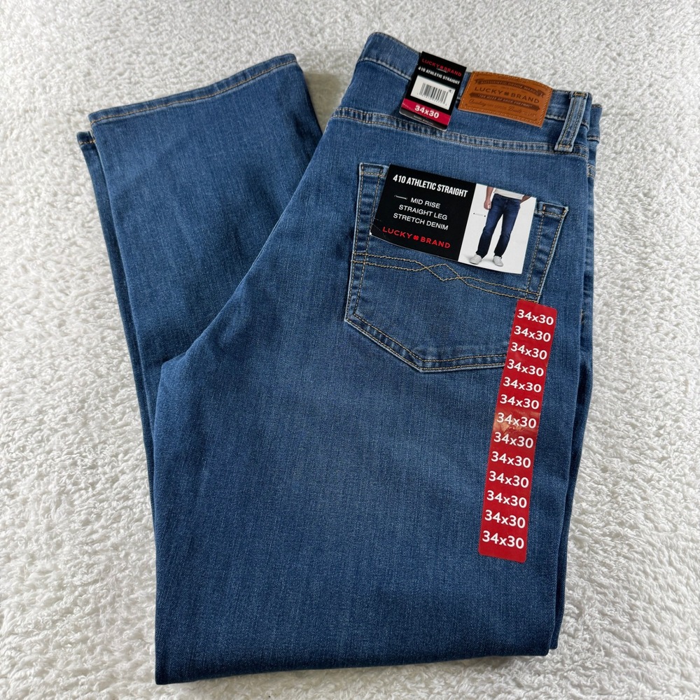 Lucky Brand Men's 410 Athletic Straight Fit Stretch 5 Pocket Jean 34x30 NEW TAGS